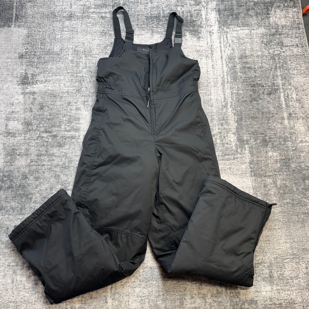 LL Bean Cold Buster Snow Bibs Pants Youth 14 Black Insulated Water Resistant Ski